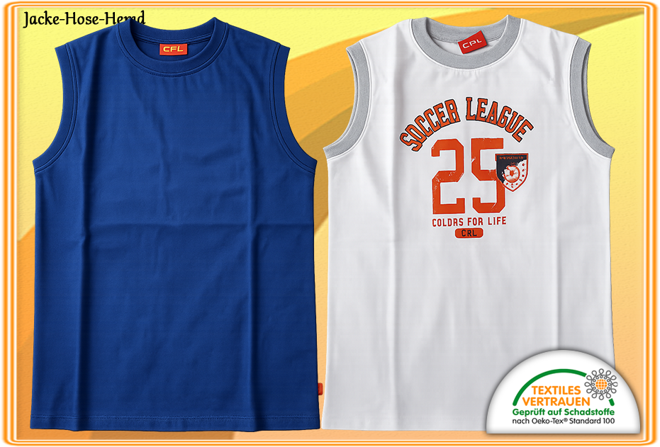 2 Achsel-Shirts Weiß Blau